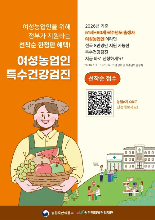여수시, 여성농업인 특수건강검진 지원 대상 80세까지 확대